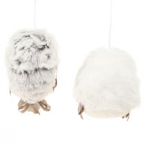 Artikel Eulen Dekofiguren zum Hängen, Weiß und Grau, 6 cm, Set mit 2 Stück