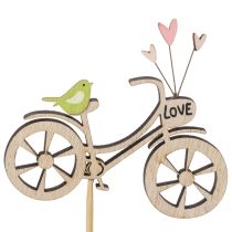 Artikel Holzstecker Fahrradmotiv Natur 29,5cm 12 Stück für Frühlingsdekoration