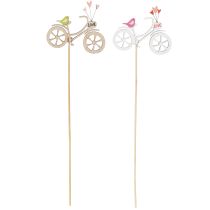 Artikel Holzstecker Fahrradmotiv Natur 29,5cm 12 Stück für Frühlingsdekoration