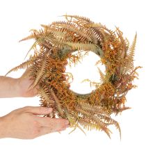 Artikel Künstlicher Farnkranz 35cm in Orange-Braun für Herbstdekoration