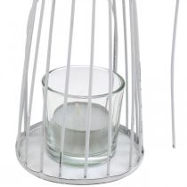 Frühlingsdeko, Blütenfee als Windlicht, Tischschmuck aus Metall, Elfe mit Blume Weiß H32,5cm