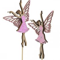 Blumendeko, Elfe zum Stecken, Frühlingsdeko, Dekostecker Tanzende Fee Natur, Rosa 6St