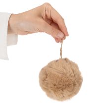 Artikel Deko Anhänger Pompon Kugel 10cm aus Synthetik in Weiß oder Braun