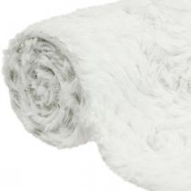 Tischläufer, Kunstfell Weiß, Tischband, Dekofell 15×200cm