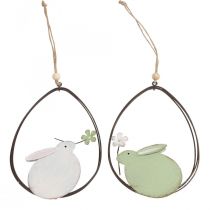 Fensterdeko, Osterhase Metall, Hängedeko Ostern 15cm 4St Grün Weiß