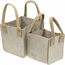 Filz-Übertopf Filz Beige Filzkorb mit Henkeln Filzdeko 2er-Set