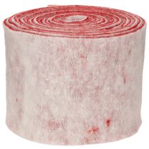 Artikel Filzband aus 100 % Wolle, zweifarbig Weiß/Rot, 15 cm x 5 m, als Topfband