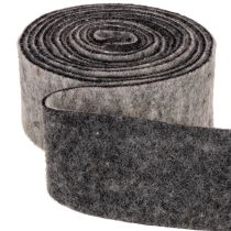 Artikel Filzband aus 100 % Wolle, 7,5 cm breit, 5 m, Grau-Schwarz für Floristik und Dekoration