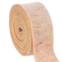 Artikel Wollfilz-Topfband aus 100 % Wolle, zweifarbig Orange und Mehrfarbig, 7,5 cm breit, 5 m lang