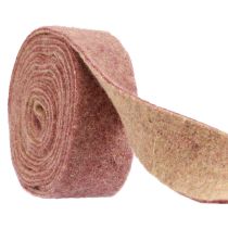 Filzband Wollband Dekostoff Weinrot Beige 7,5cm 5m