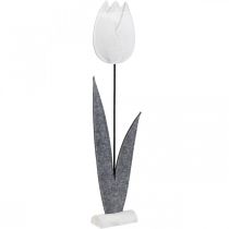 Filzblume Filz Deko Blume Tulpe Weiß H68cm