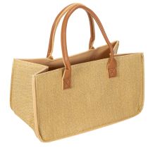 Artikel Filztasche in Bastoptik 50x25x25 cm, Natur, Henkel aus Kunstleder