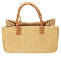 Artikel Filztasche in Bastoptik 50x25x25 cm, Natur, Henkel aus Kunstleder