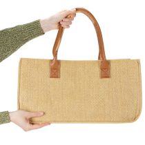 Artikel Filztasche in Bastoptik 50x25x25 cm, Natur, Henkel aus Kunstleder