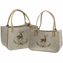Filztasche Natur mit Hirschmotiv 2-Set