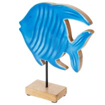 Artikel Holzfisch Figur aus Mangoholz 22 cm Blau für Wohnraumdekoration