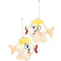 Artikel Christbaumanhänger Fische aus Glas, 9,5 cm, orange-gold, 2er-Set