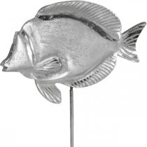 Deko-Fisch, Maritime Deko, Fisch aus Metall Silbern, Naturfarben H28,5cm