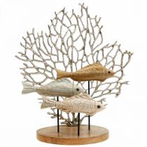 Fischschwarm Deko, Koralle Deko, Holzfisch Deko H48,5cm