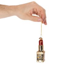 Artikel Christbaumschmuck-Set Parfumflakon und Lippenstift aus Glas mit Leopardenmuster 11 cm 2-teilig