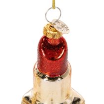 Artikel Christbaumschmuck-Set Parfumflakon und Lippenstift aus Glas mit Leopardenmuster 11 cm 2-teilig