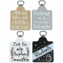 Flaschenöffner mit Sprüchen Holz, Metall Sortiert 4er-Set