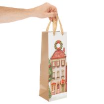 Artikel Geschenktasche für Flaschen, Set 2 Stück, 36 cm, Weihnachtsmotive, Haus und Tannenbaum