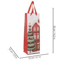 Artikel Geschenktasche für Flaschen, Set 2 Stück, 36 cm, Weihnachtsmotive, Haus und Tannenbaum