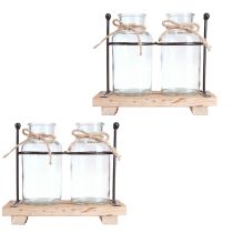 Artikel Flaschenvase Deko Flaschen Glas Holz 23x12x19,5cm 2St