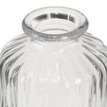 Artikel Flaschenvase Glas Minivasen mit Retro Dekor H9cm 4St