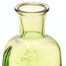 Artikel Flaschenvase aus Glas Grün mit Blütenmotiv, H 19 cm, 2er-Set