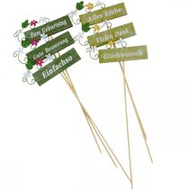 Artikel Floraler Dekostecker für verschiedene Anlässe, Holzschild mit Aufschrift, Blumenstecker 6St