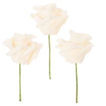 Artikel Künstliche Rose cremefarben 10 cm mit Drahtstiel 100 Stück