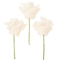 Artikel Künstliche Rose cremefarben 10 cm mit Drahtstiel 100 Stück