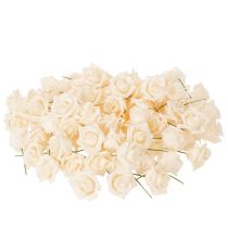 Artikel Künstliche Rose cremefarben 10 cm mit Drahtstiel 100 Stück