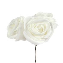 Foam Rose Weiß mit Perlmutt Ø7,5cm 12St
