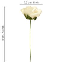 Artikel Foam-Rosen aus Schaumstoff mit Stiel Creme Ø 7,5 cm 18 Stück