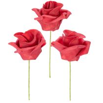 Artikel Künstliche Rose aus Schaumstoff Rot mit Drahtstiel 5 cm 100 Stück