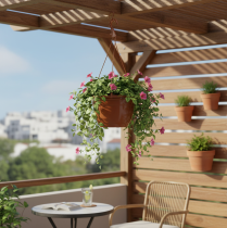 Artikel Blumenampel aus Kunststoff Ø25 cm in Terrakotta für den Außenbereich