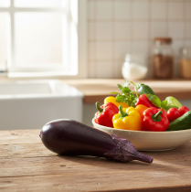 Artikel Gemüse Deko Aubergine Lebensmittelattrappe 15cm