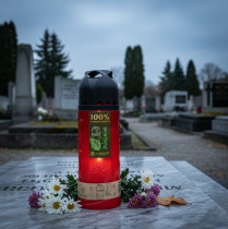 Artikel Biologisch abbaubare Grabkerze aus Pflanzenöl mit rotem Gehäuse und langem Brenndauer