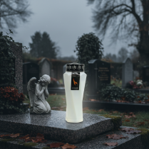 Artikel Grablicht Plastik gedreht Weiß Ø11cm H25cm