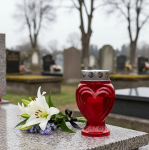 Artikel Grabkerzen Rot Herz Trauerlicht Gedenklicht 9×8×15cm 24h 4 St