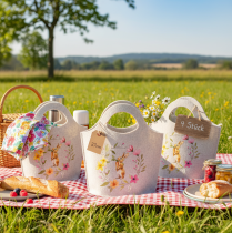 Artikel Filztasche mit Osterhasenmotiv aus weißem Filz für Dekoration 27 cm 4er-Set