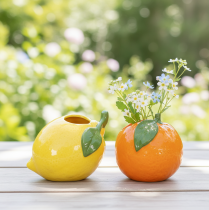 Artikel Zitrusvasen Set aus Keramik in Gelb und Orange, 10 cm, 2 Stück