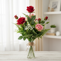 Artikel Rosenzweig Seidenblume Künstliche Rose Rot 72cm