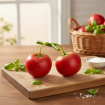 Artikel Künstliche Deko-Tomaten an Rispe aus Kunststoff Ø6 cm L15 cm Rot-Grün