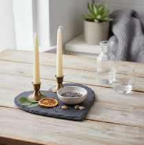 Artikel Schieferplatte Herzform 20 cm anthrazit für Tisch- und Gartendekoration