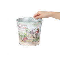Artikel Blumenkübel Metall Klein, H16cm, Motiv "Fresh Garden", 2 Stück