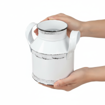 Artikel Deko-Kanne Metall Weiß Schwarz H13cm mit Henkeln für Innenbereich 2er-Set